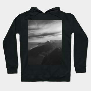 Rio de Janeiro - Copacabana Beach With Dramatic Sky in Black and White Hoodie